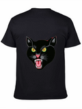 Black Cat Graphic Tee - Fierce Feline Design