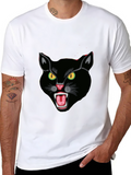 Black Cat Graphic Tee - Fierce Feline Design