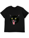 Black Cat Graphic Tee - Fierce Feline Design