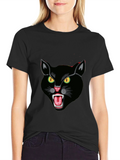 Black Cat Graphic Tee - Fierce Feline Design