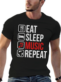 Eat Sleep Music Repeat Graphic Tee - Musician T-Shirt