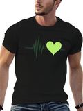 Heartbeat Graphic Tee - Black Cotton Shirt