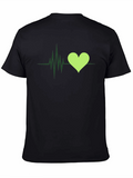 Heartbeat Graphic Tee - Black Cotton Shirt