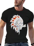 Skull Chief Headdress Graphic Black T-Shirt