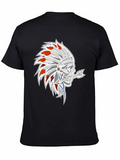 Skull Chief Headdress Graphic Black T-Shirt