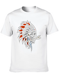 Skull Chief Headdress Graphic Black T-Shirt