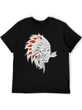 Skull Chief Headdress Graphic Black T-Shirt