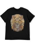 Geometric Lion Graphic Tee - Mens Black T-Shirt