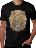 Geometric Lion Graphic Tee - Mens Black T-Shirt
