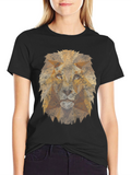 Geometric Lion Graphic Tee - Mens Black T-Shirt