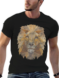 Geometric Lion Graphic Tee - Mens Black T-Shirt
