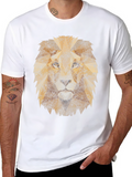 Geometric Lion Graphic Tee - Mens Black T-Shirt