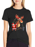 Festive Santa & Reindeer Holiday T-Shirt