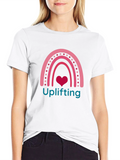 Uplifting Heart Rainbow Graphic Tee - Black