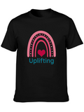 Uplifting Heart Rainbow Graphic Tee - Black