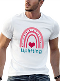 Uplifting Heart Rainbow Graphic Tee - Black