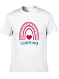 Uplifting Heart Rainbow Graphic Tee - Black