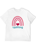 Uplifting Heart Rainbow Graphic Tee - Black