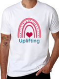 Uplifting Heart Rainbow Graphic Tee - Black
