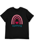 Uplifting Heart Rainbow Graphic Tee - Black