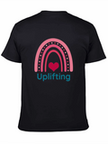 Uplifting Heart Rainbow Graphic Tee - Black