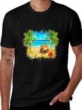 Tropical Beach T-Shirt: Palm Trees & Ocean View
