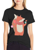 Fox with Heart T-Shirt - Cozy Comfort