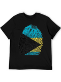 Bahamas Flag Fingerprint Black T-Shirt