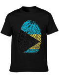 Bahamas Flag Fingerprint Black T-Shirt