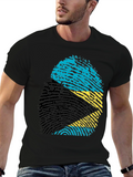 Bahamas Flag Fingerprint Black T-Shirt