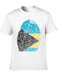 Bahamas Flag Fingerprint Black T-Shirt
