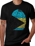 Bahamas Flag Fingerprint Black T-Shirt