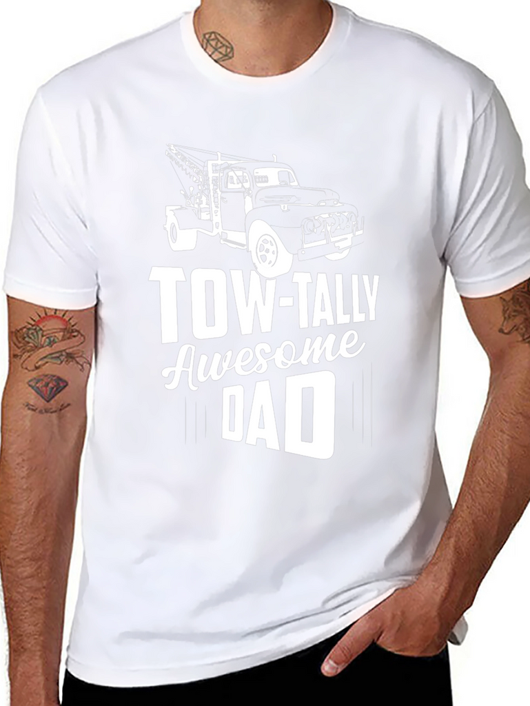Tow-Tally Awesome Dad Black Graphic T-Shirt