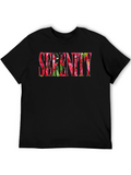 Floral Serenity Graphic Black T-Shirt