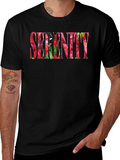 Floral Serenity Graphic Black T-Shirt