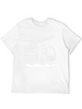Fire Truck Graphic Tee - Black Cotton T-Shirt