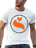 Black T-Shirt with Fox Circle Design