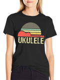 Retro Ukulele Sunset Graphic Tee