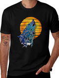 Wolf Howling at Sunset Graphic T-Shirt