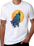 Wolf Howling at Sunset Graphic T-Shirt