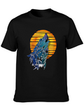 Wolf Howling at Sunset Graphic T-Shirt