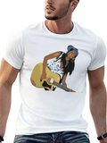 Cool Black T-Shirt with Guitar Player Design