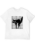 Meow Black Cat Graphic Tee Shirt