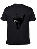 Meow Black Cat Graphic Tee Shirt
