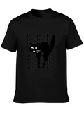 Meow Black Cat Graphic Tee Shirt