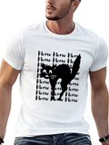 Meow Black Cat Graphic Tee Shirt