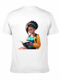 Anime Girl Reading Book Black T-Shirt