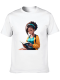 Anime Girl Reading Book Black T-Shirt