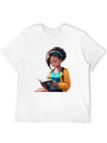 Anime Girl Reading Book Black T-Shirt