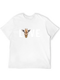 Love Giraffe Graphic Tee - Black Cotton T-Shirt
